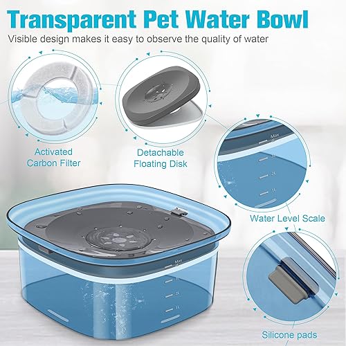 Miniatura 5 de UPSKY Tazón de agua para perros de 4 litros, 135 onzas, sin derrames, con capacidad extragrande, alimentador lento de agua potable, dispensador de