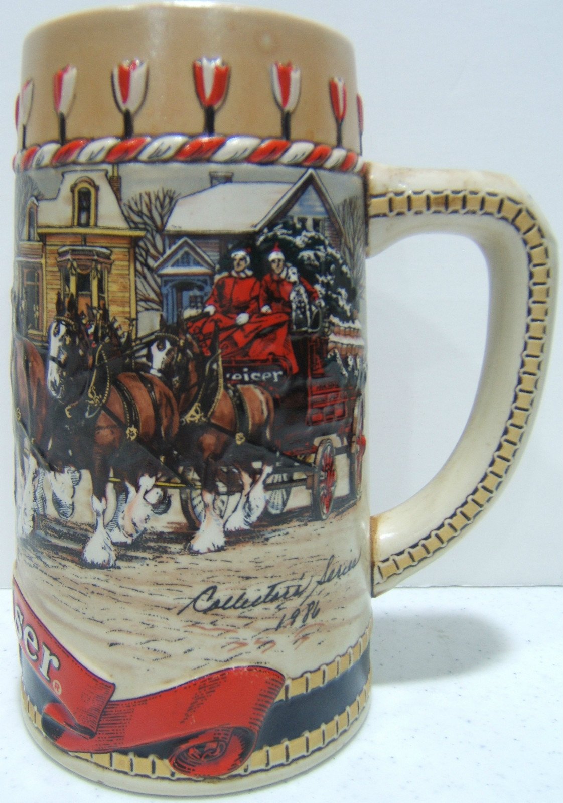 Amazon.com | 1986 Budweiser Holiday Stein - CLYDESDALE COLLECTION