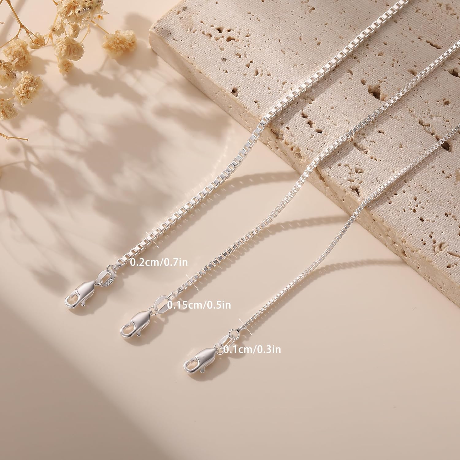 925 Sterling Silver Box Chain Necklace for Women - 1mm/1.5mm/2mm Italian Chains Jewelry Gifts for Women Mom Girlfriend 16 18 20 22 Inch - Image 6