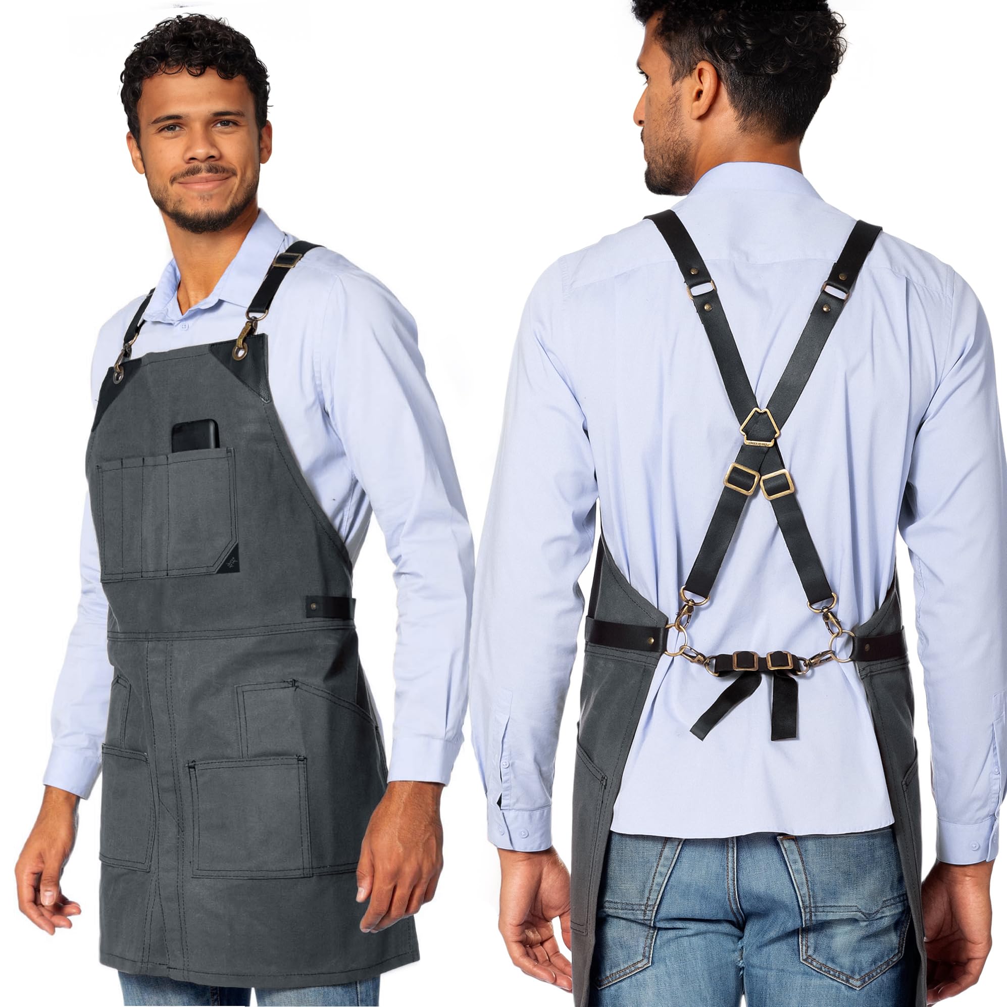 Amazon.com: Under NY Sky Cargo Gray Apron – Cross-Back with