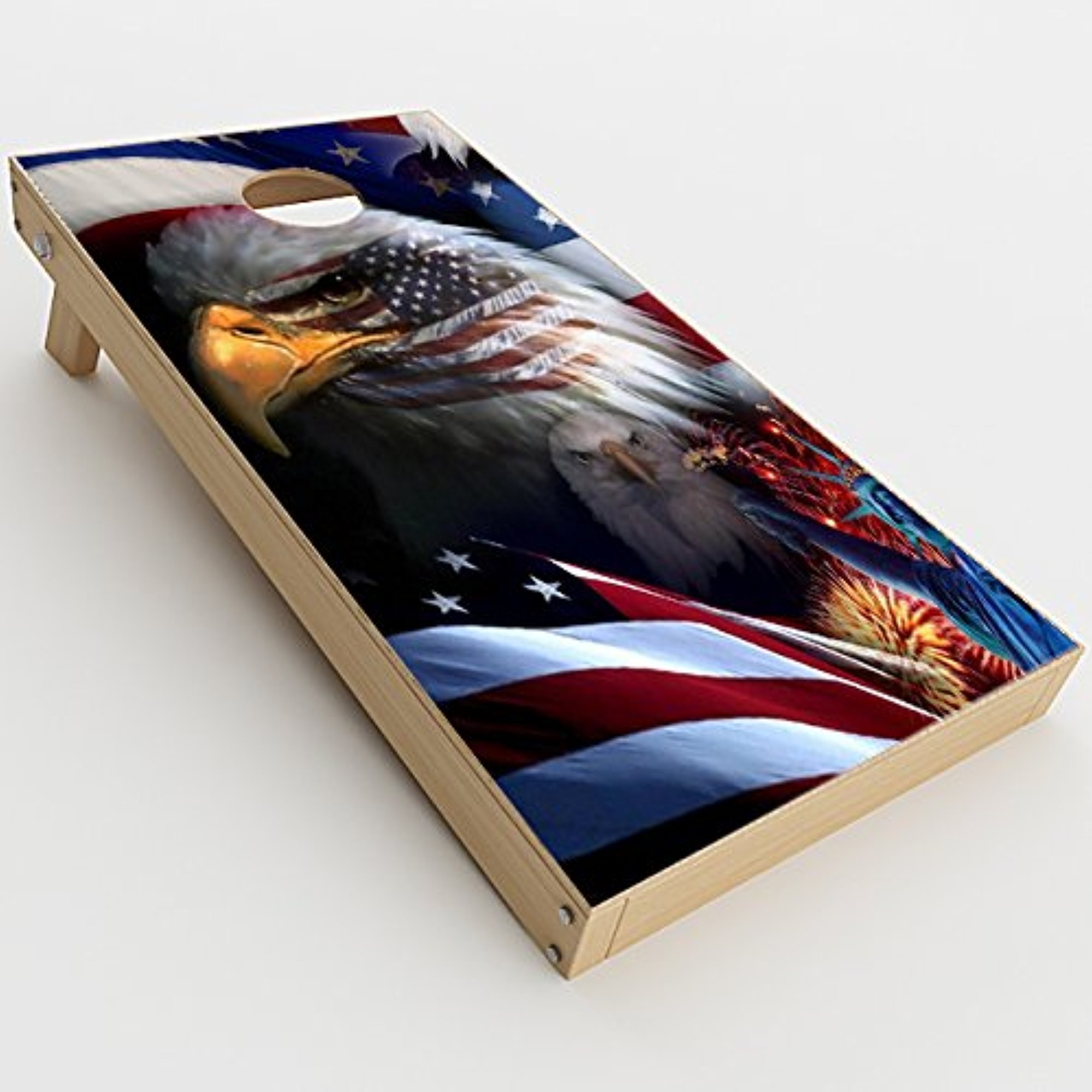 Skin Decals Vinyl Wrap for Cornhole Game Board Bag Toss (2xpcs.) / USA Bald Eagle in Flag