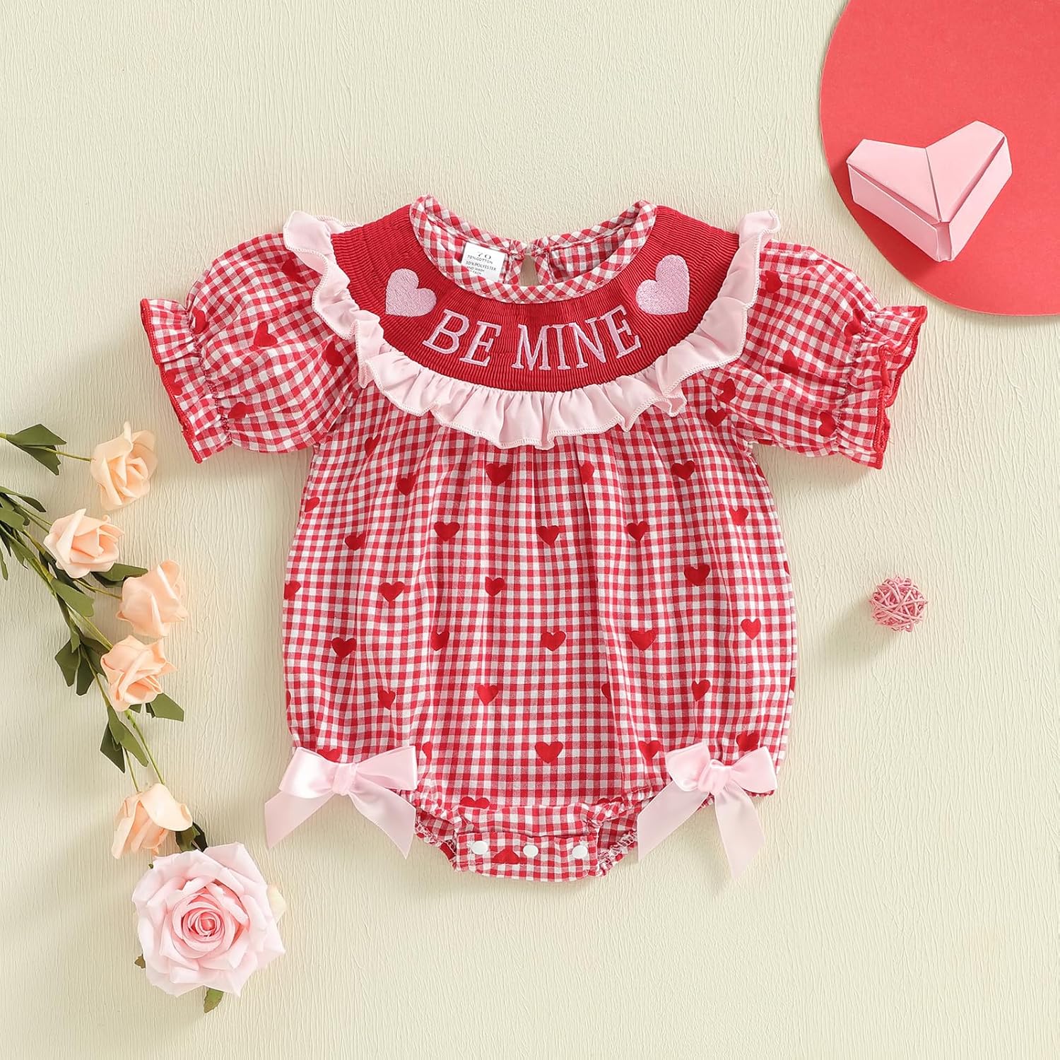 My First Easter Baby Girl Outfit Bunny Egg Bubble Romper Short Sleeve Onesie Bodysuit Spring Baby Smocked Clothes - Image 4