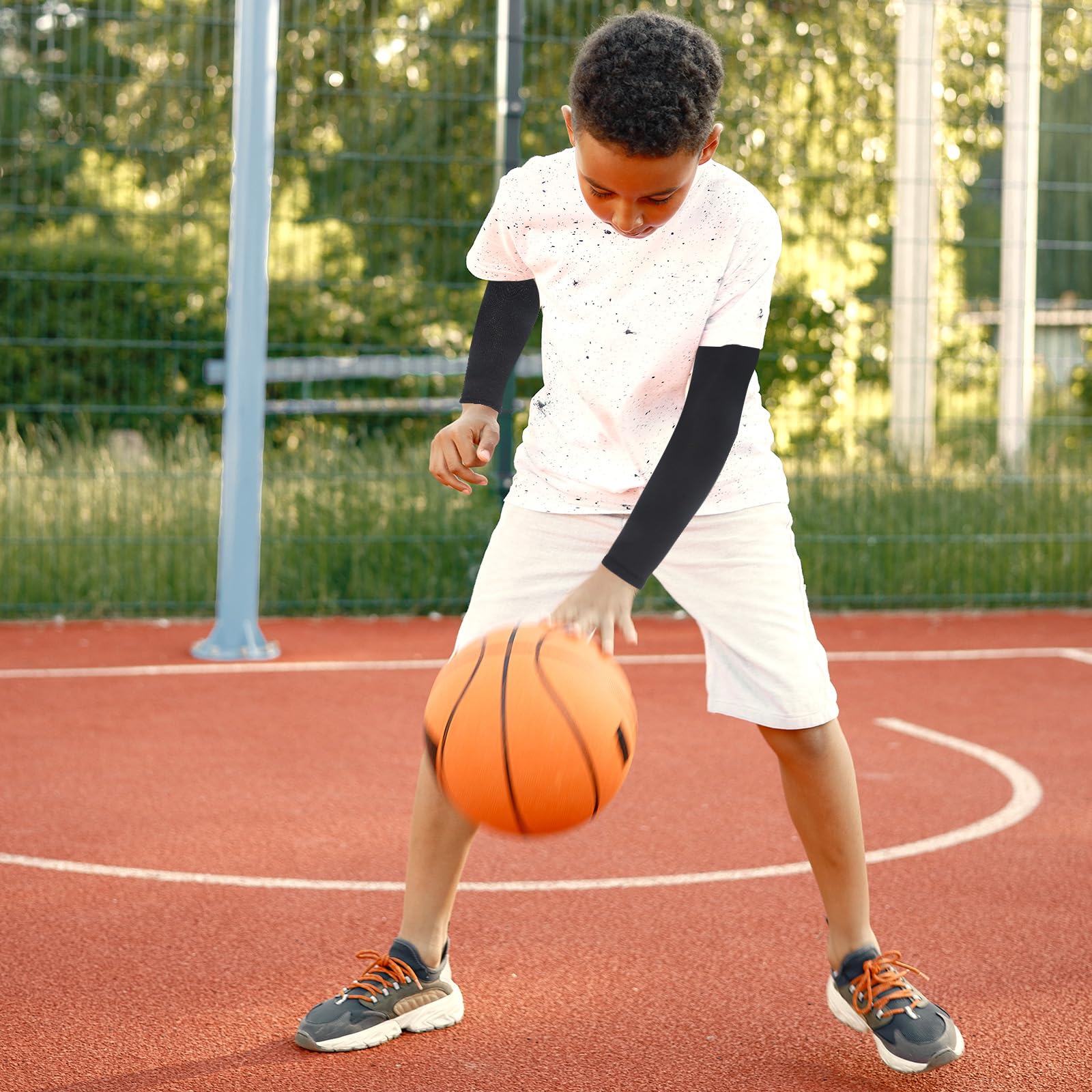 2 pares de mangas de brazo para niños, mangas de brazo para jóvenes, transpirables, elásticas, mangas de compresión para deportes al aire libre, mangas de protección para voleibol, fútbol, béisbol,