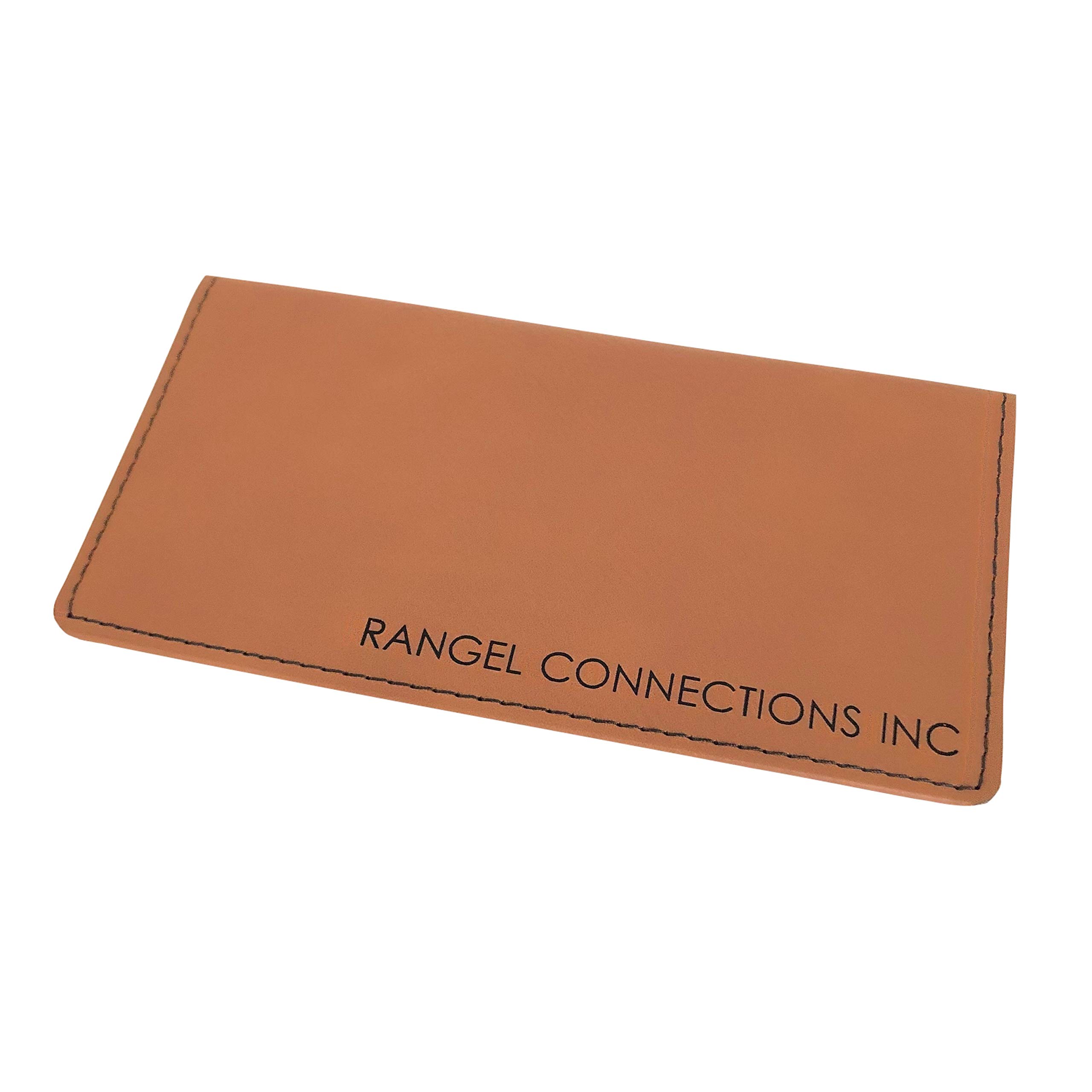Personalized Checkbook Cover Faux Leather Permanently Engraved (rawhide)