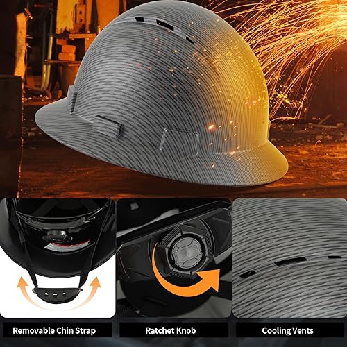 Miniatura 4 de ProtectX - Casco duro de ala completa, Cascos De Construcción para mayor seguridad, suspensión de trinquete ajustable de 6 puntos, cumple con