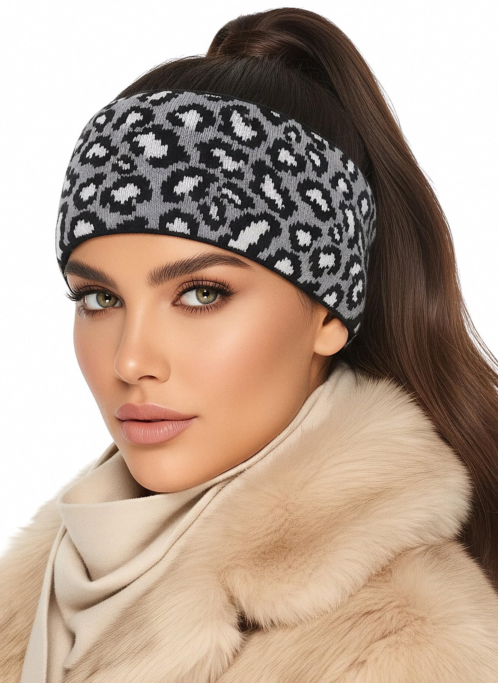 Baesics Stirnband Leo Grau für Damen & Herren – warme & elastische Unisex Ohrenwärmer mit Fleecefutter - Hochwertige Verarbeitung – One Size Kopfbedeckung
