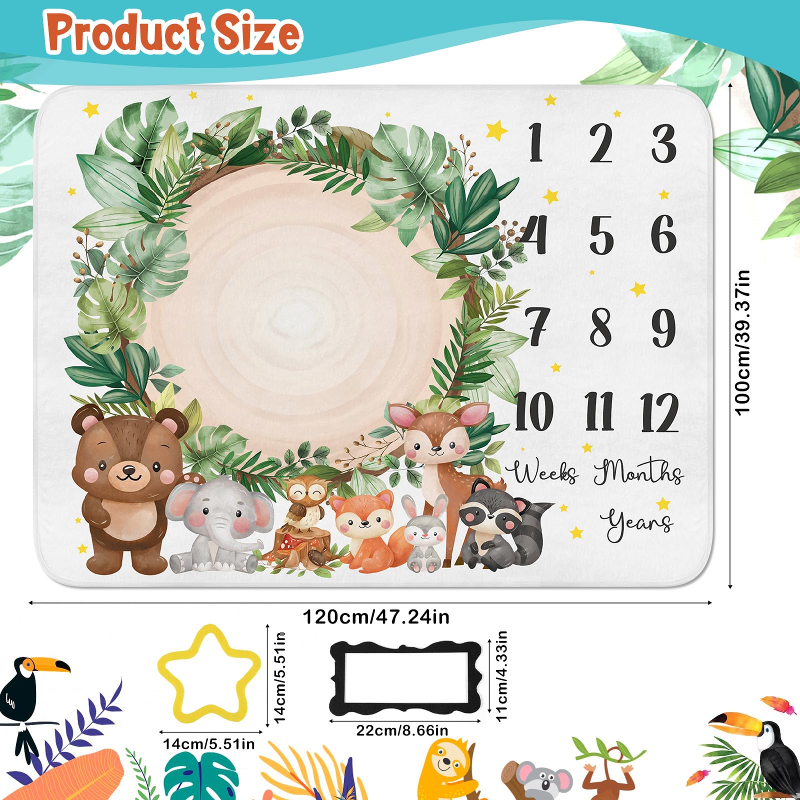HOWAF Milestone Blanket for Newborn Soft Comfortable Mat for Baby Shower New Gifts for Boy Girl Mum To Be Pregnancy Gifts - Image 2