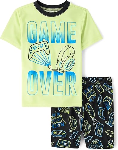 The Children's Place Boys' Sleeve Top and Shorts,2 Piece Pajama Set