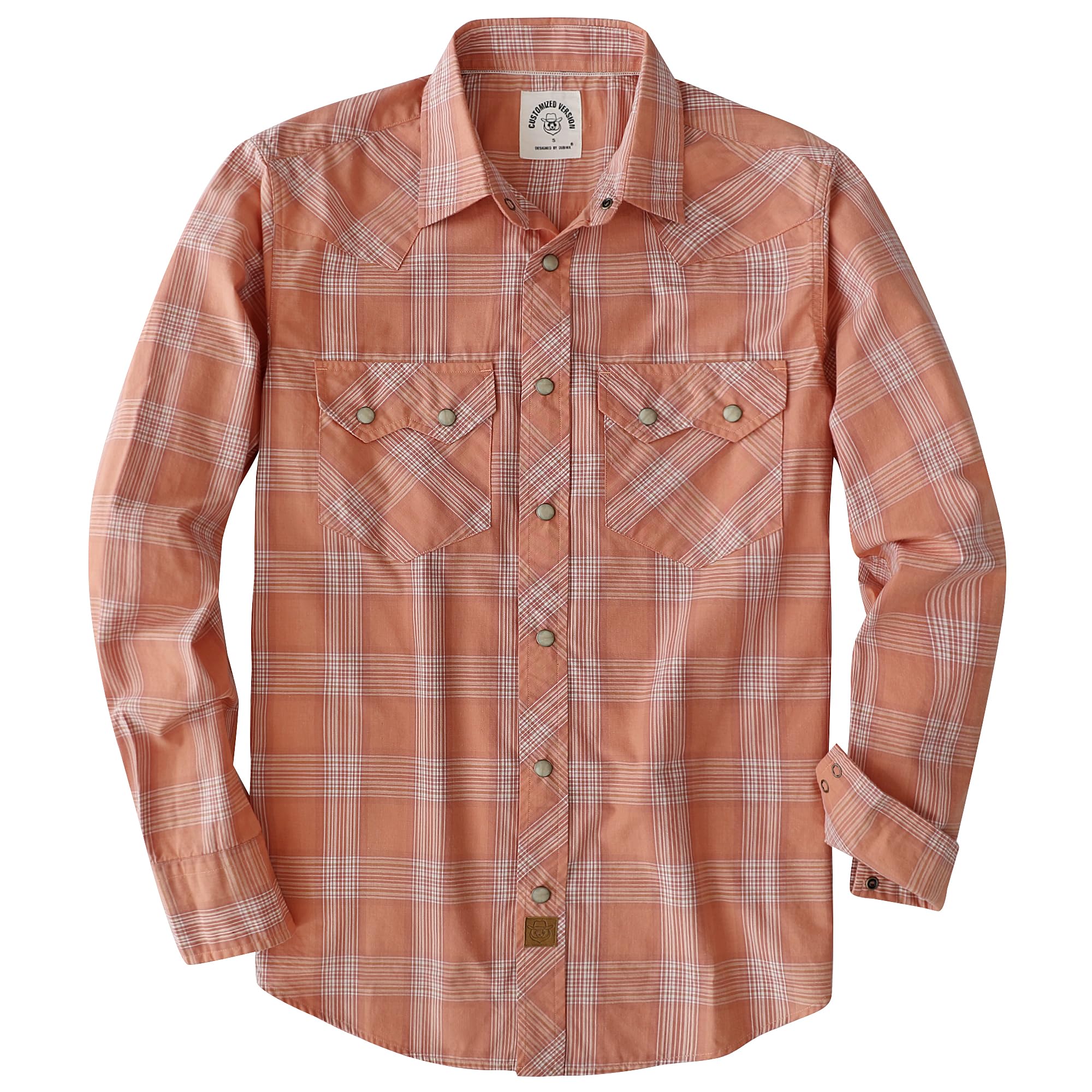 Dubinik® Freizeithemden Für Herren Westernhemd Druckknöpfen Cowboy Kariertes Baumwolle Comfort Fit Langarm Arbeitshemd