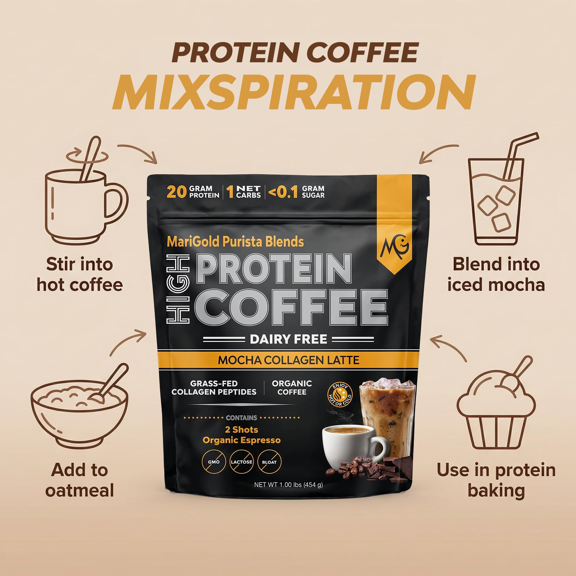 Amazon.com: MariGold High Protein Collagen Coffee - Mocha Collagen