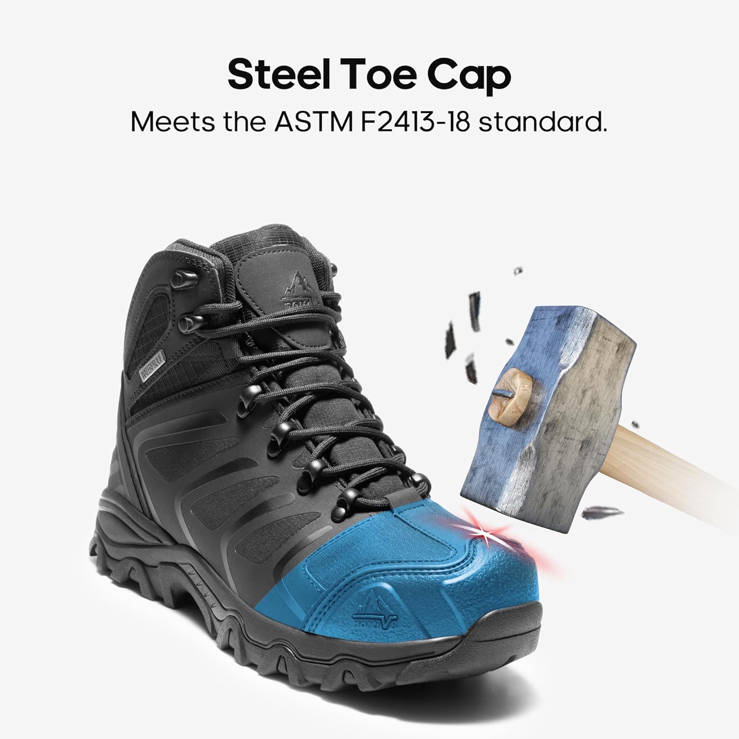 NORTIV 8 Waterproof Work Boots for Men Steel Toe Safety Construction Boots ARMADILLO-STL