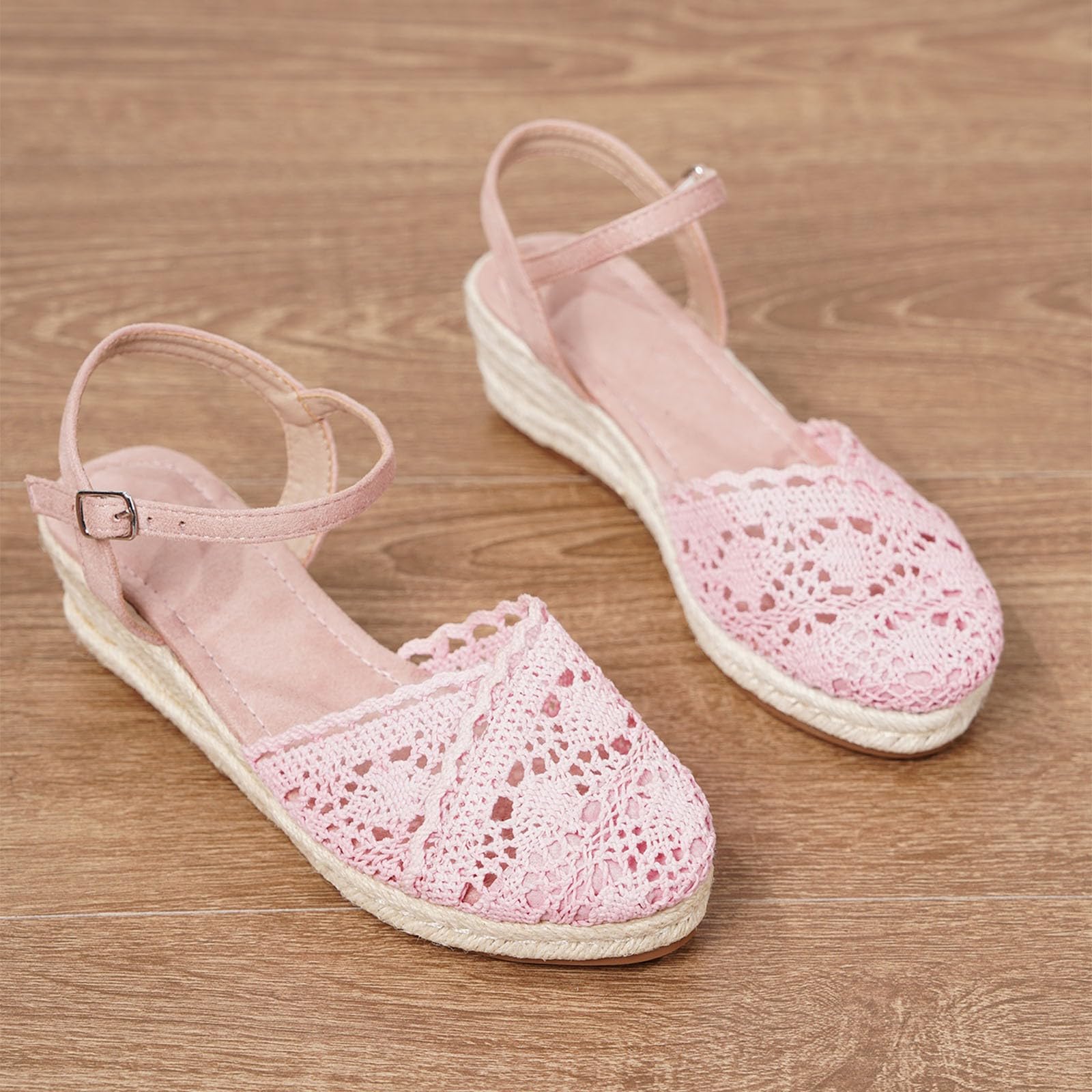 Trachtenschuhe Damen Dirndl Schuhe Lässige Slip On Sandalen atmungsaktive Espadrilles mit offener Zehenpartie Sommerschuhe High Heels für Oktoberfest Karneval Party
