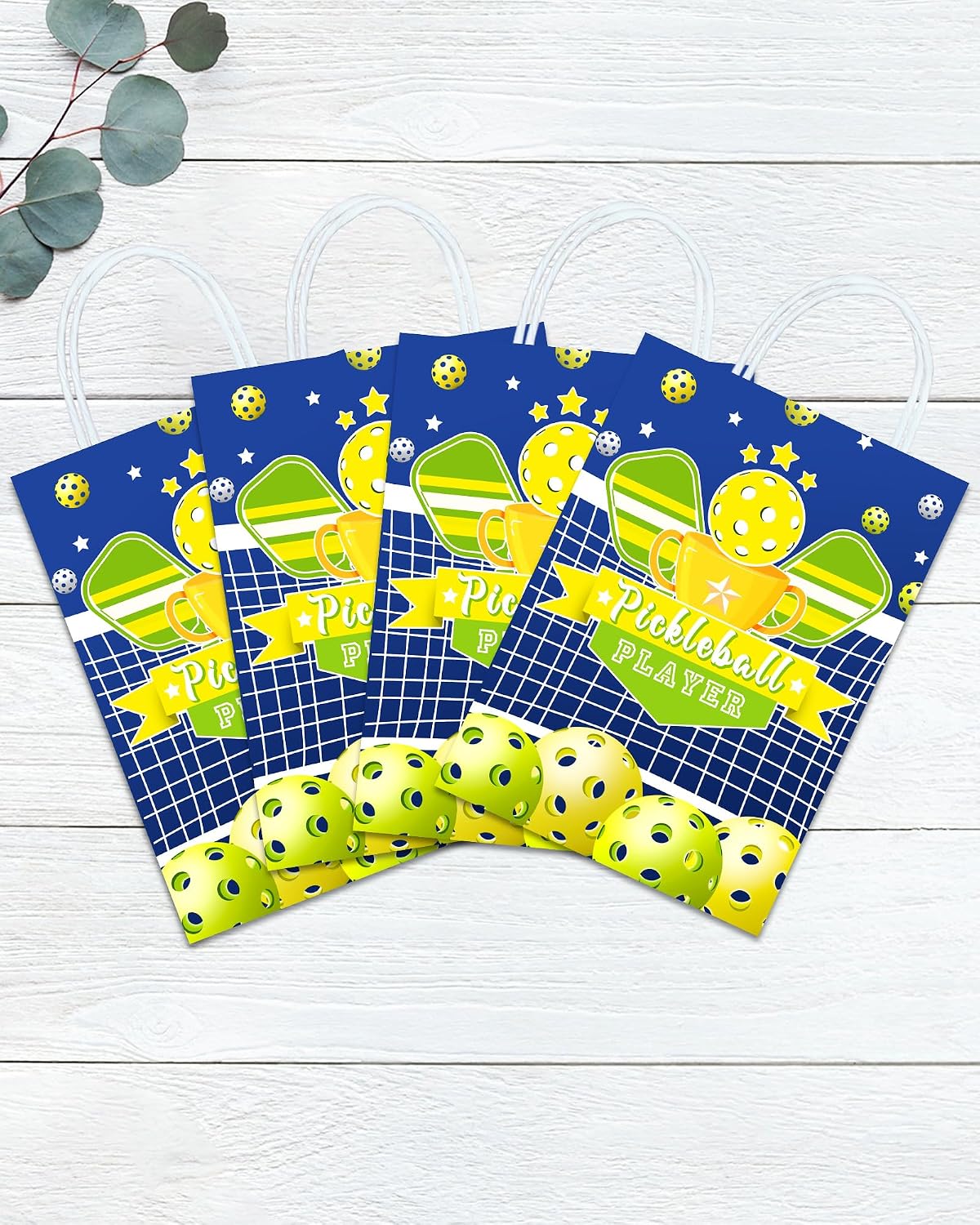 YanZonic 16 Pcs Pickleball Party Decorations - Gift Bags, Birthday Card, Party Favors - Fun Sports Birthday Decorations Supplies