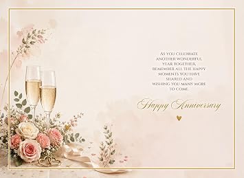 Special Couple Anniversary Card - Personalise with Any Names, Relation and/or Year - Congratulations Champagne Glasses Design - LUXURY TEXTURED CARD - POSTED SAME DAY - FULL COLOUR INSIDE!
