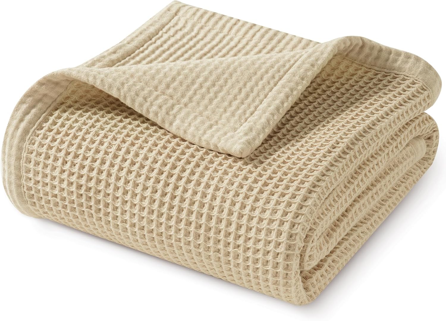 PHF 100% Cotton Waffle & Muslin Throw Blanket Large, Soft Breathable Luxury 400GSM Versatile Reversible Bedding for Couch, Great for Layering in Cold Weather, Home Decor Gift, 50" x 70", French Oak - Image 7