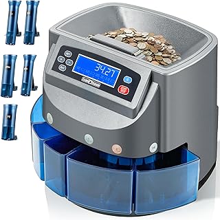 Coin Counter Machine, Electric Coin Sorter Sort 270 Coins/Minute, USD Change Counter Machine,500 Coins Capacity Automatic ...