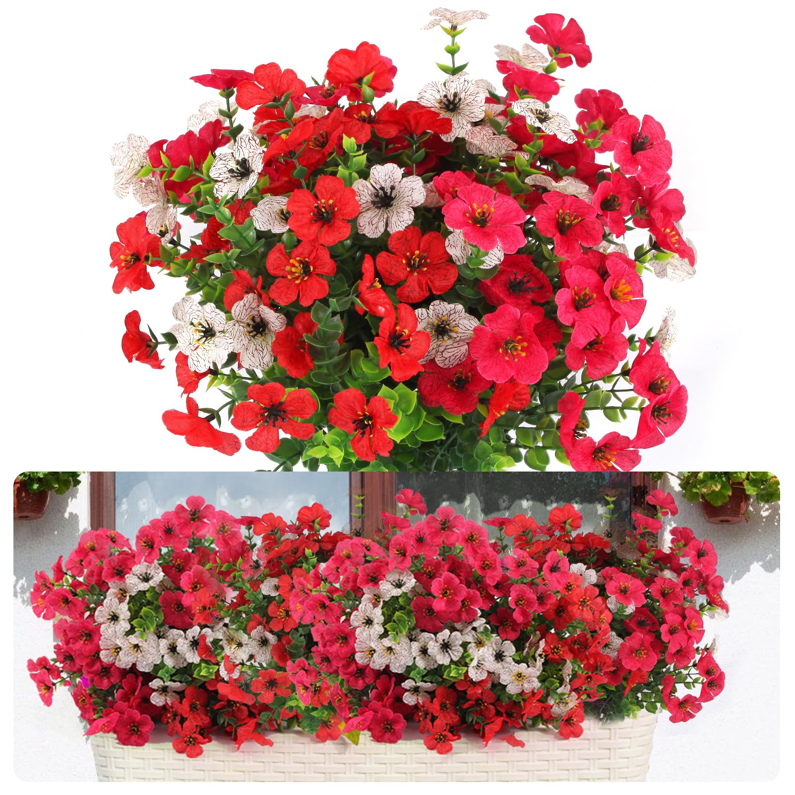 msymsyu Fake Garden Flowers 7 Bundles Plastic flowers 36cm Fake Flowers