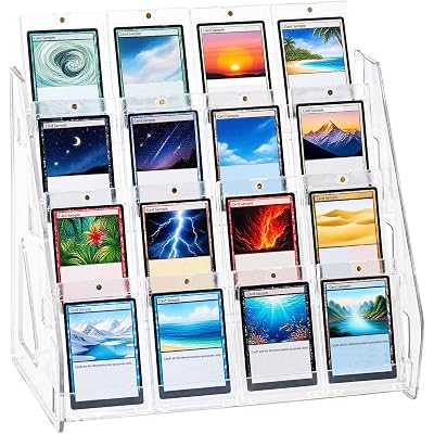 DEEIF 4 Tier Acrylic Trading Card Display Stand, 12" Riser Display Shelf for Magnetic Holders, Toploaders, PSA Graded Cards, TCG Sports Card Collection (1 Pack)