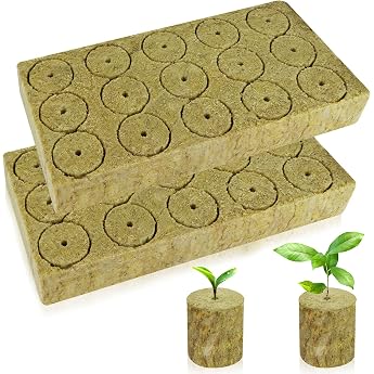 Nuyoah Rock Wool Cultivation Cubes Hydroponics Rockwool Cube Rockwool Cube 4 x 4 x 4 cm Pack of 30 Rockwools Grow Cubes Plants Hydroponic Rock Wool Round for Bottomless Cultivation Cuttings Clones Plants
