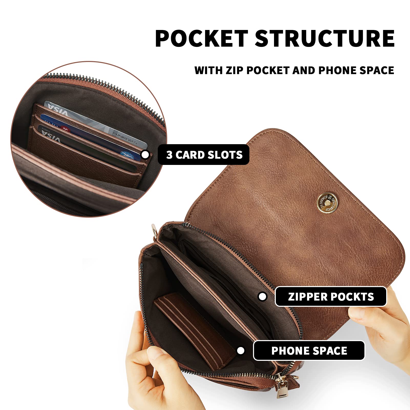 CHOLISS Pequeños bolsos cruzados para mujer, bolso de cuero para teléfono celular, mini bolso de viaje con correa ajustable