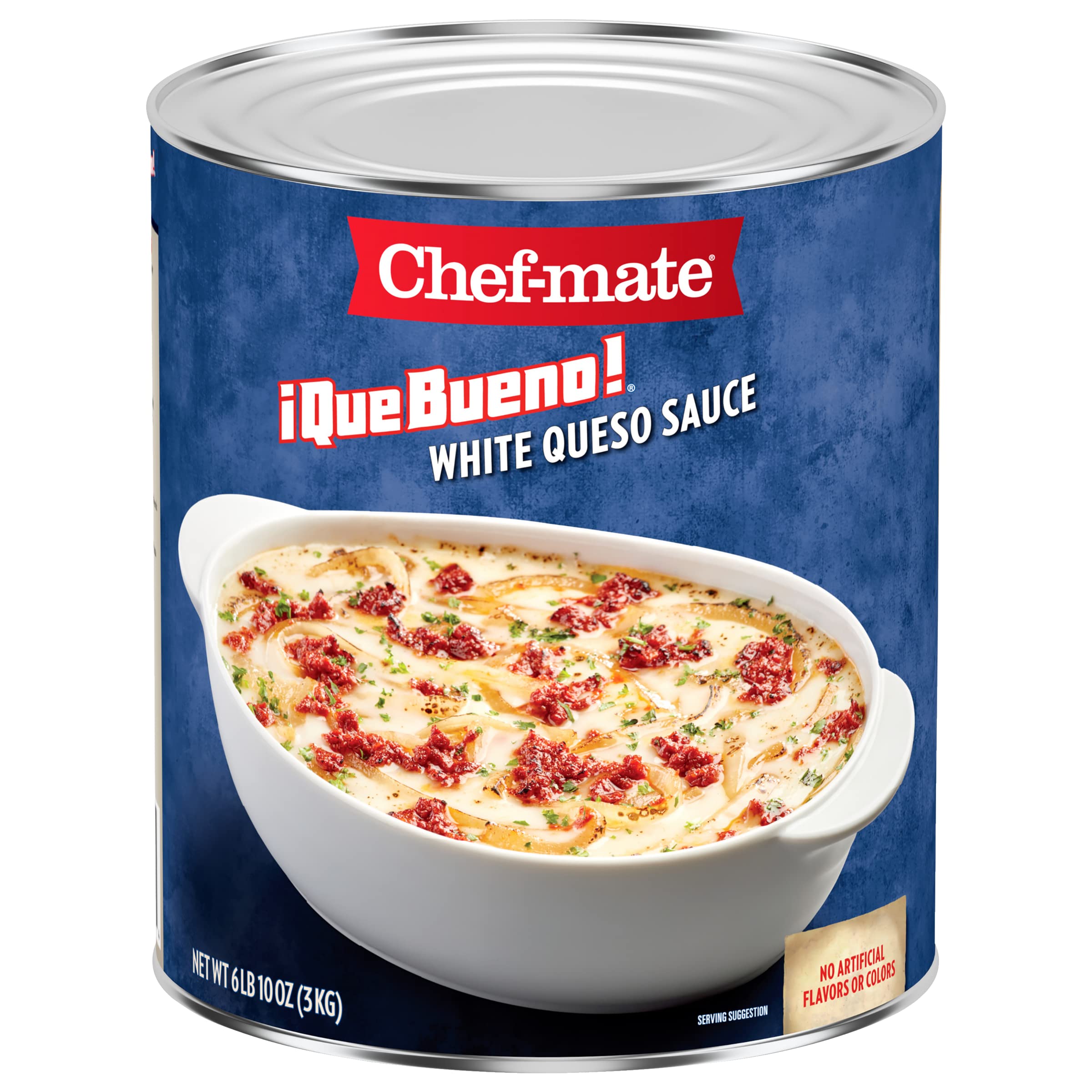 Chef-mate Que Bueno White Queso and Nacho Cheese Sauce, Canned Food, 6 lb. 10 oz. Bulk Can