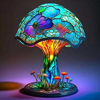 Stained Glass Mushroom Lamp, Vintage Table Lamps, Bedside Lamps, High Table Lamps Night Lights, Colorful Mushroom Lamps, Bedroom Table Lamps Decorative