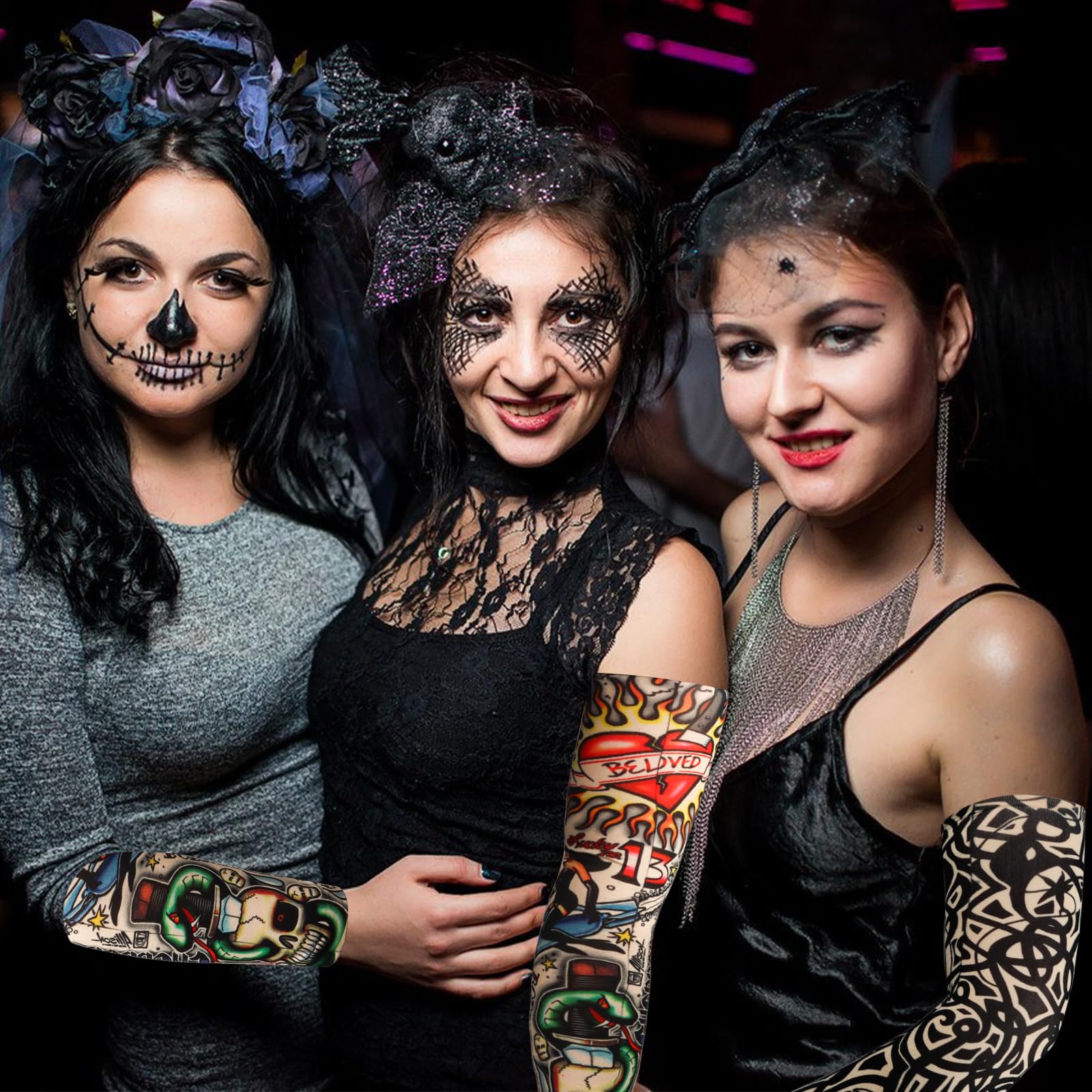 YARIEW Set Di 6 Manicotti Per Tatuaggi Finti | Maniche Temporanee Unisex, Protezione Solare, Halloween