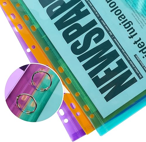 Miniatura 7 de Vobou Paquete de 12 sobres de plástico con 11 agujeros, carpetas expandibles para bolsa de documentos de 234, botón a presión y sobres de