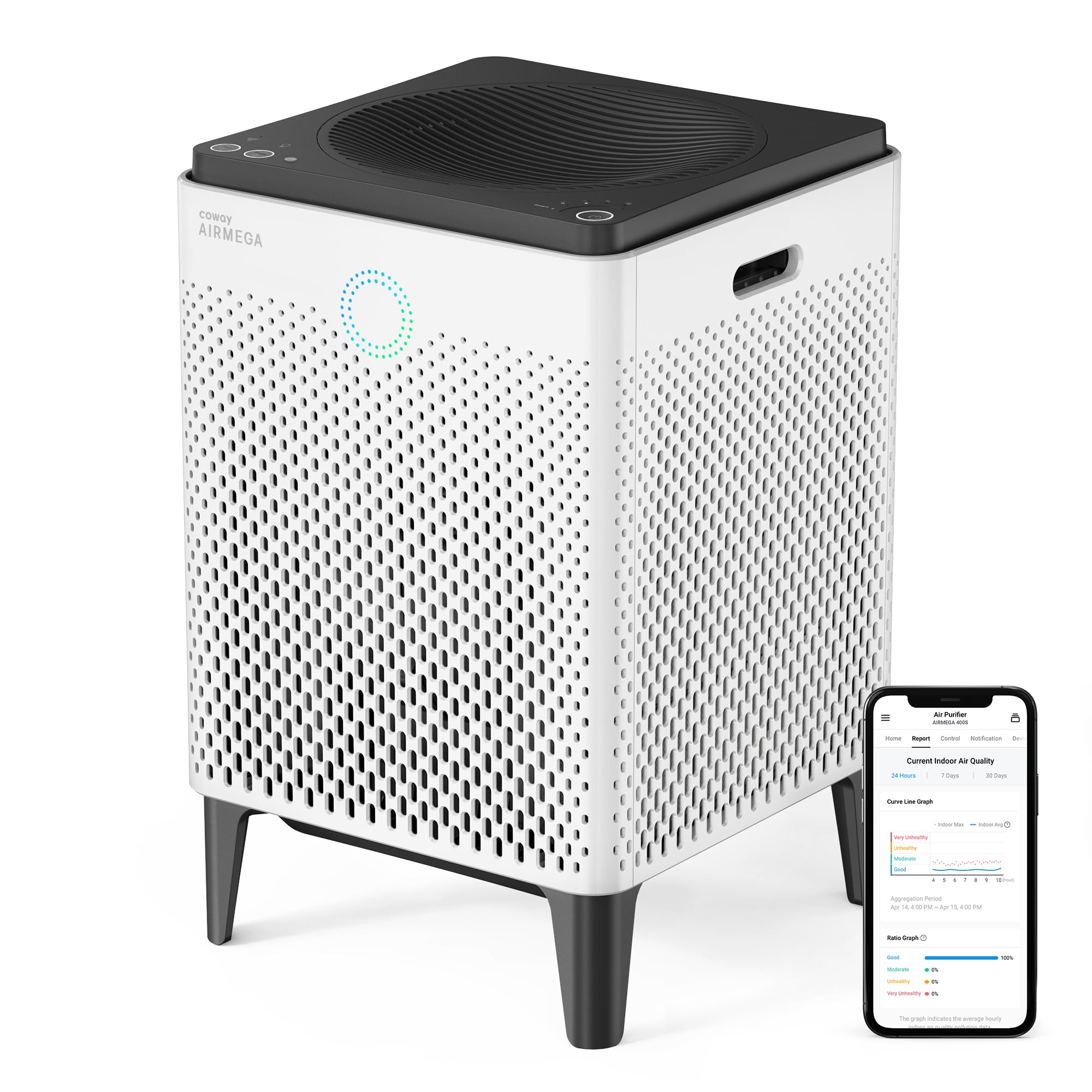 Airmega 400S App-Enabled Smart Air Purifier (Covers 1,560 sq. ft.), True HEPA Air Purifier with Smart Technology, Compatible with Amazon Alexa and Google Home, White (111012)