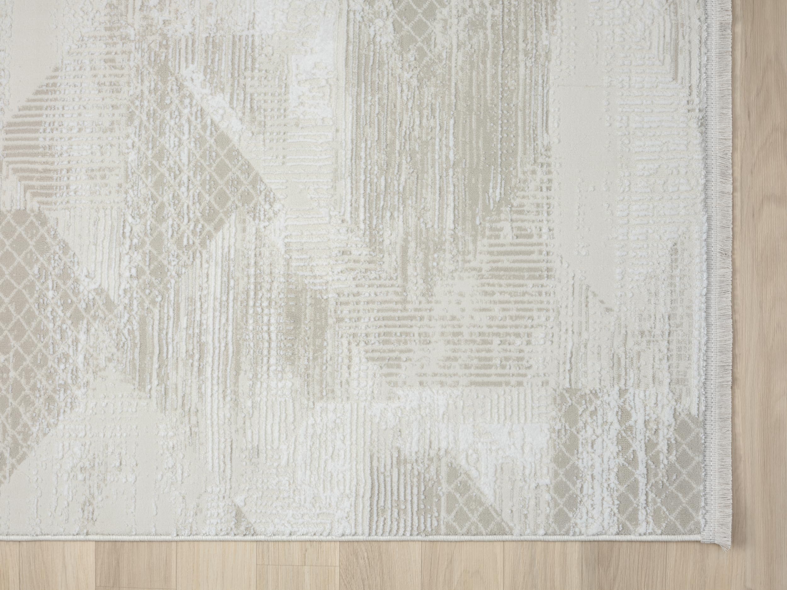 MY-RUG Teppich Lovisa Creme 200x290 cm - Boho Kurzflor Wohnzimmerteppich