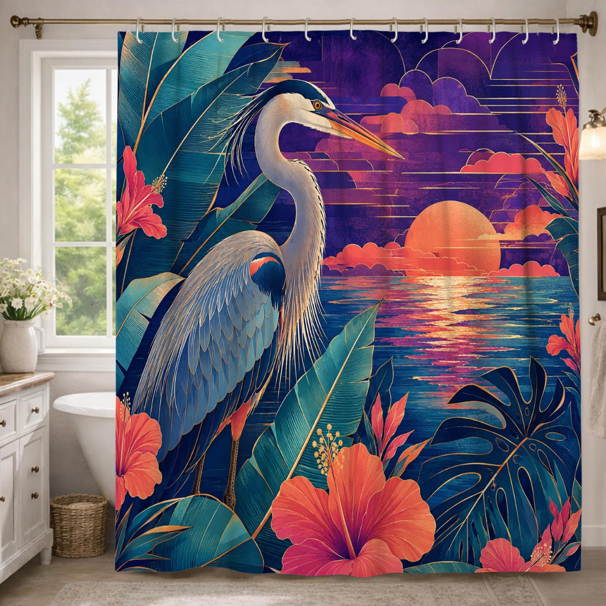 Rideau de douche polyester bleu sarcelle 183 x 243 cm grand format pour salle de bain