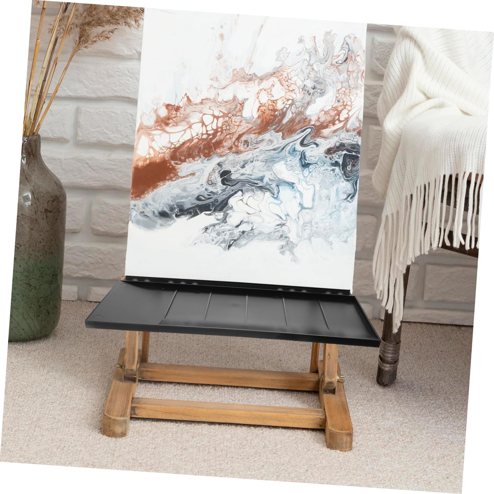 Plateau de Remplacement Noir en Plastique pour Chevalet, Amovible et Antidérapant, Accessoire pour Artistes et Peinture en Atelier
