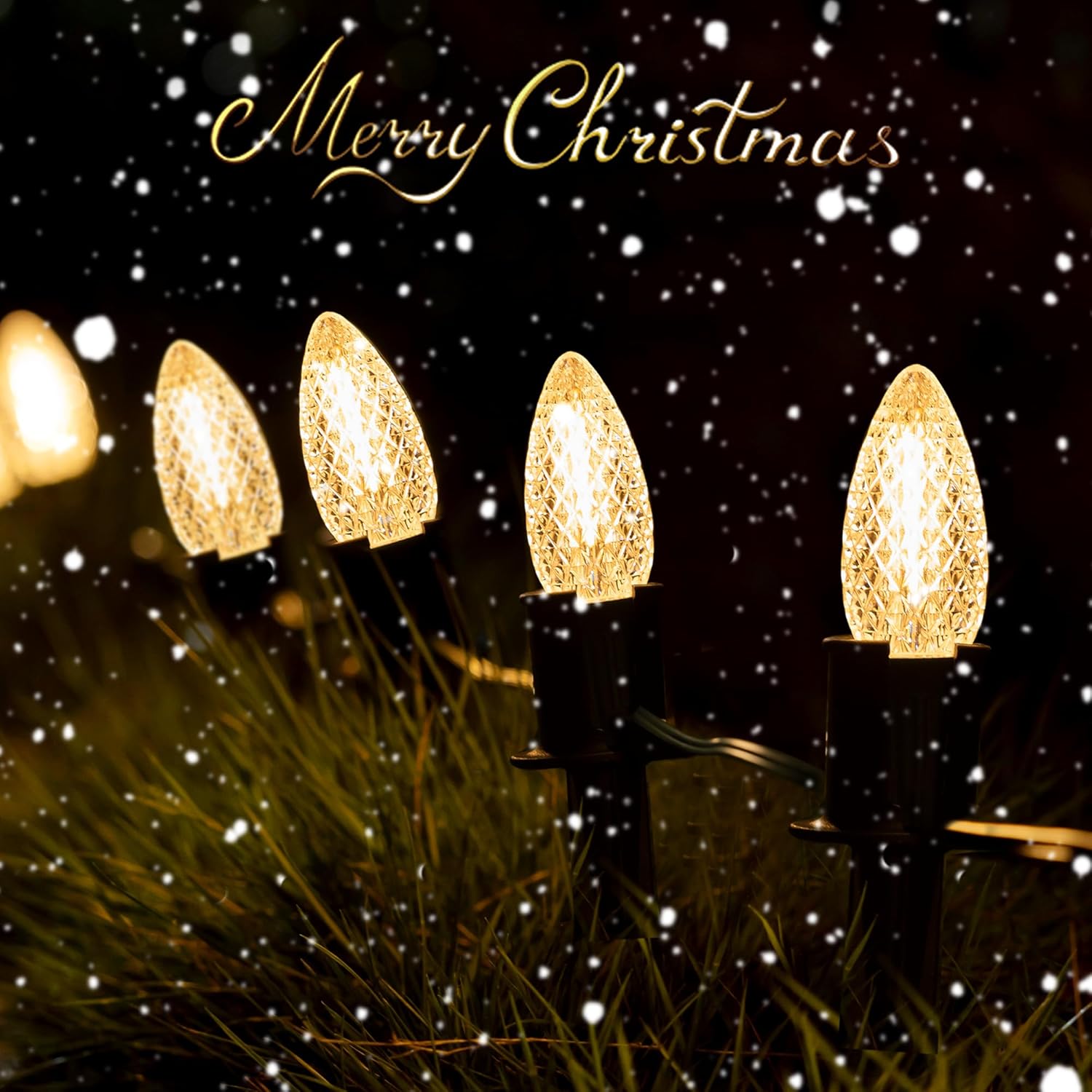 GAGALIFE 29Ft C9 Christmas Pathway Lights Outdoor - 25 LED Lights with 25 Marker Stakes for Walkway, Waterproof Plug in C9 Christmas Light Outdoor for Driveway, Yard, Lawn Decorations, Warm White
