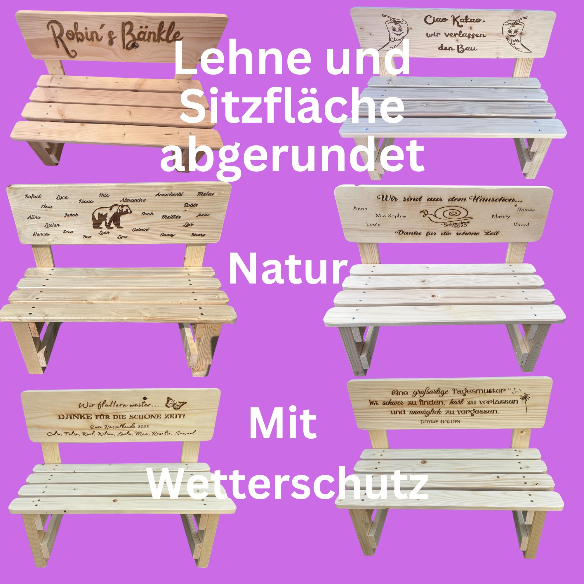 Generisch Personalisierte Kinder Dekobank aus Holz mit Gravur – Namens Dekobank für Kinderzimmer – Abschiedsgeschenk Kindergarten/Lehrer/Erzieher – Handgefertigt