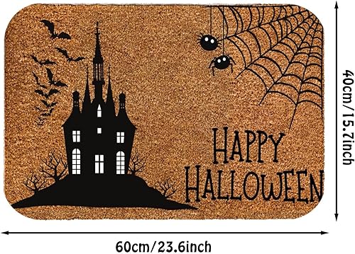 Miniatura 3 de Tapete de bienvenida para interiores de 23.6 x 15.7 pulgadas, resistente decoración de Halloween, calabaza, para exteriores, divertido Halloween,