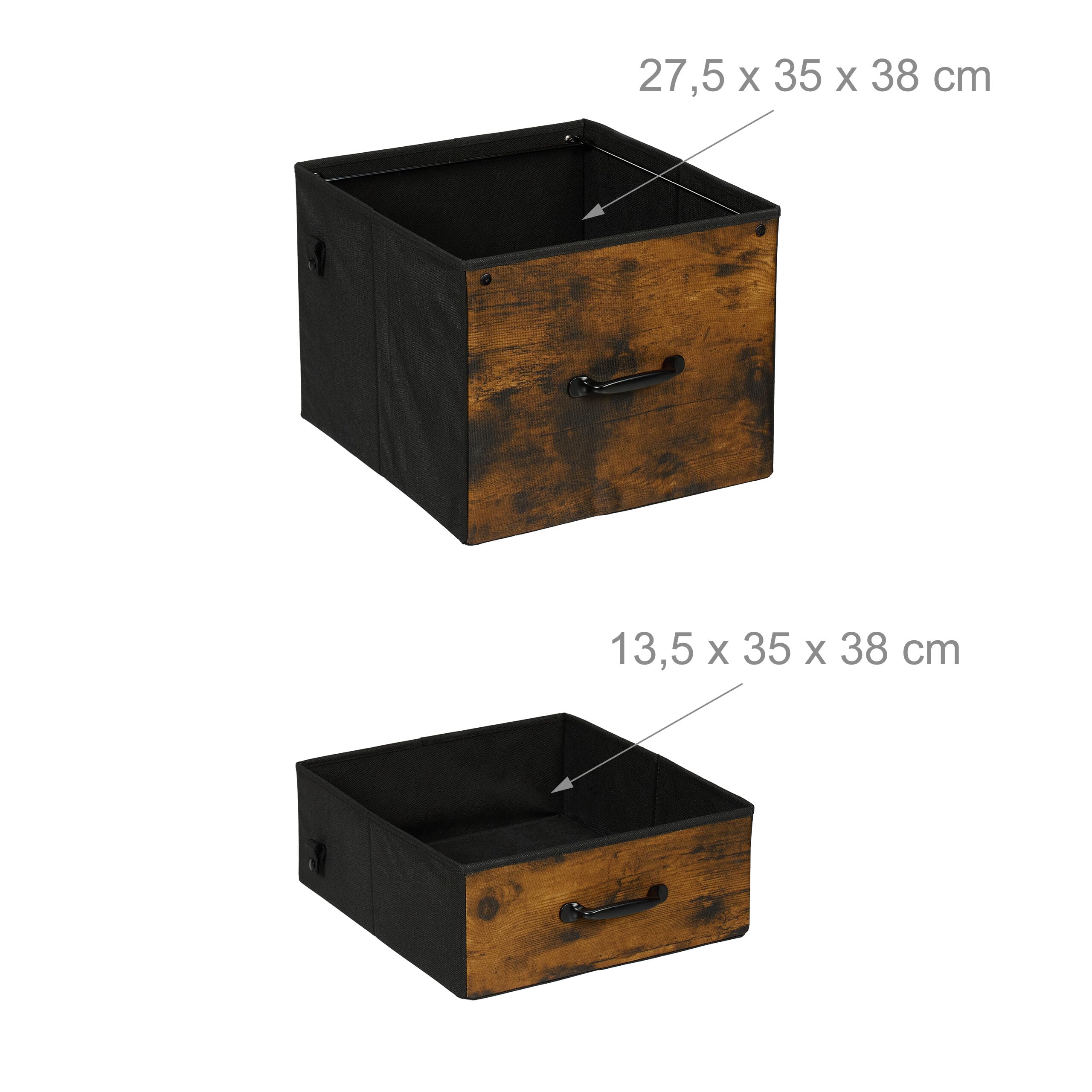 Relaxdays Rollcontainer 2 Schubladen, 3 Fächer, braun/schwarz