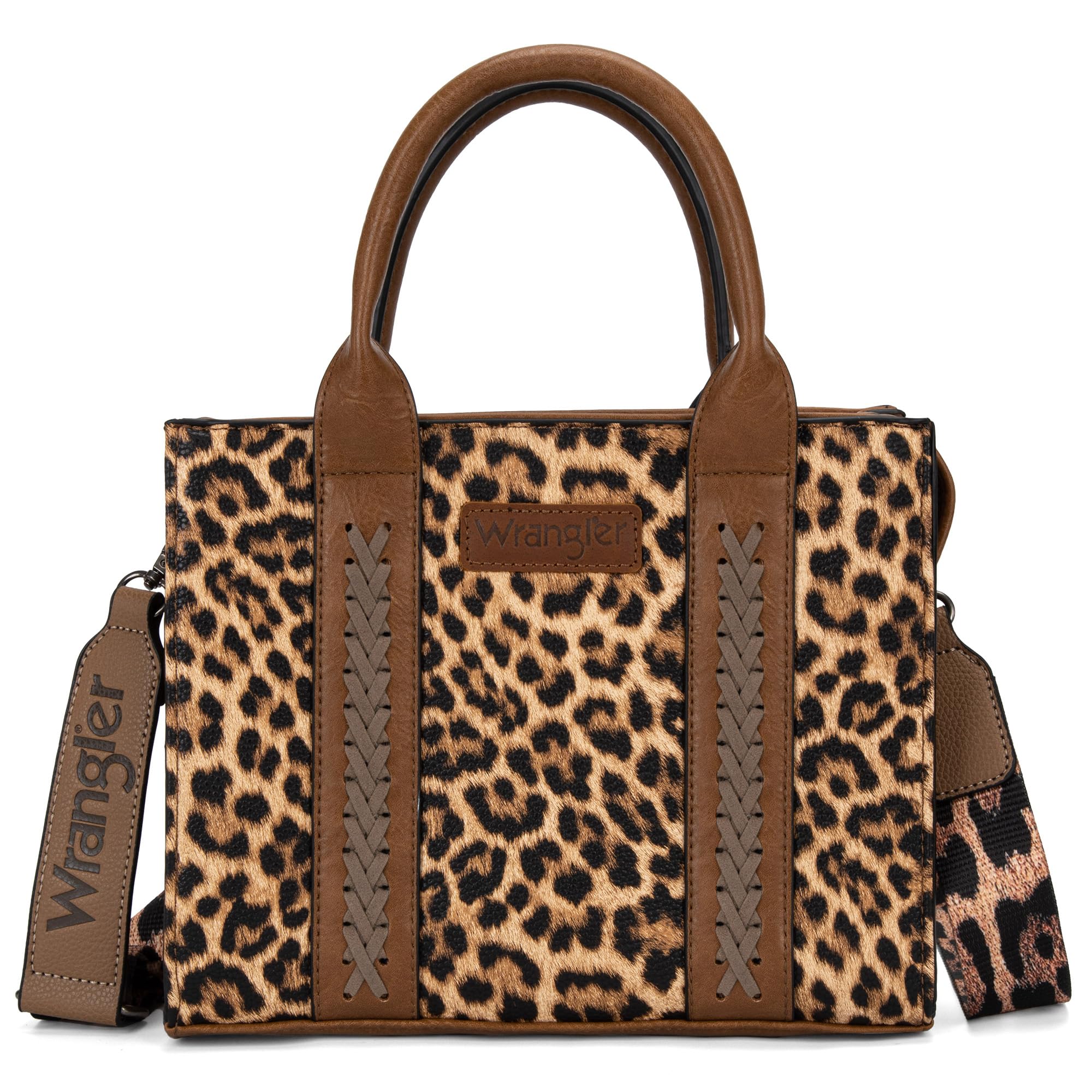 Wrangler Medium Tote Bag for Women Designer Satchel Handbags Top-handle Purses with Strap: Leopard Print