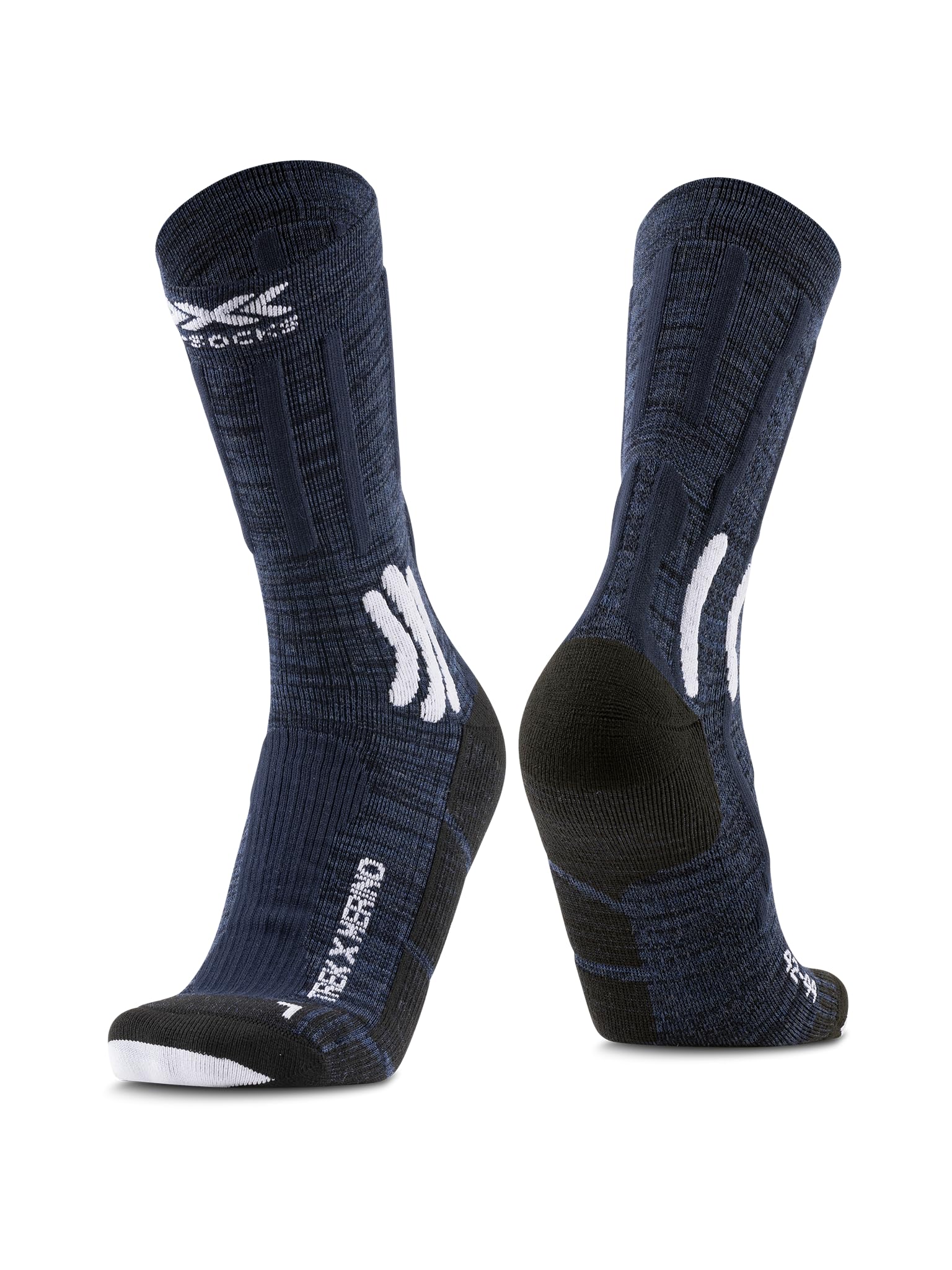 X-BIONIC 4.0 Trek X Unisex Merino Socks for Hiking and Mountaineering - Zaawansowane zarządzanie wilgocią, stabilizacja stopy i kontrola temperatury - Charcoal Mais Melange/Grey/Black, 39-41