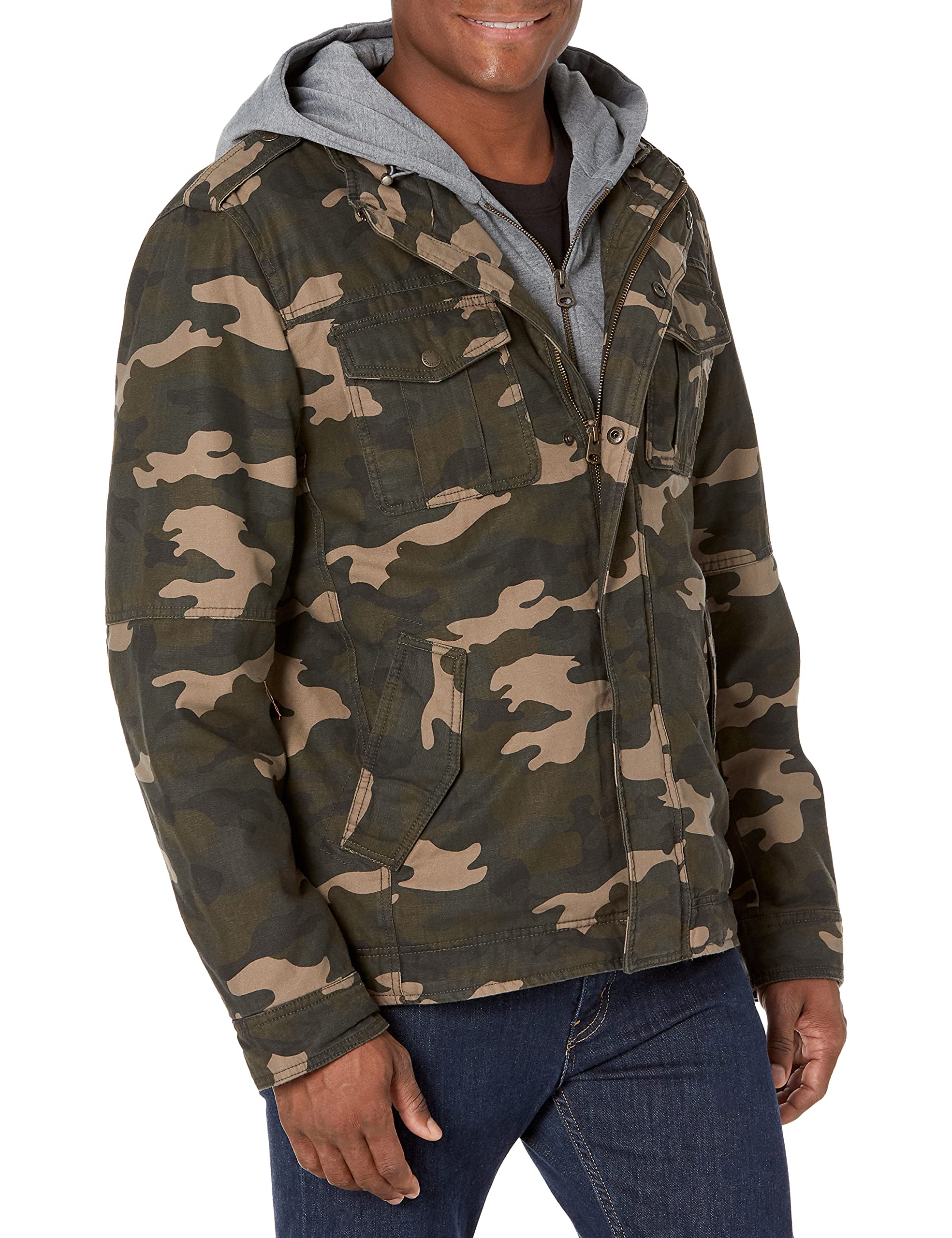 Levi's Men's Washed Cotton Hooded Military Jacket (Regular &amp; Big &amp; Tall Sizes)