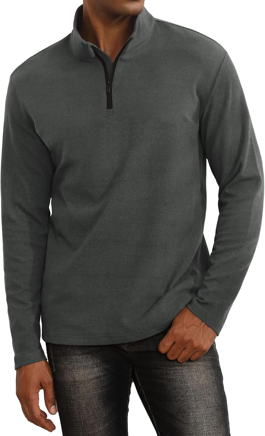 Men's Quarter Zip Pullover Fleece Lined Long Sleeve Golf Shirts for Men Thermal 1/4 Half Zip Sweatshirts