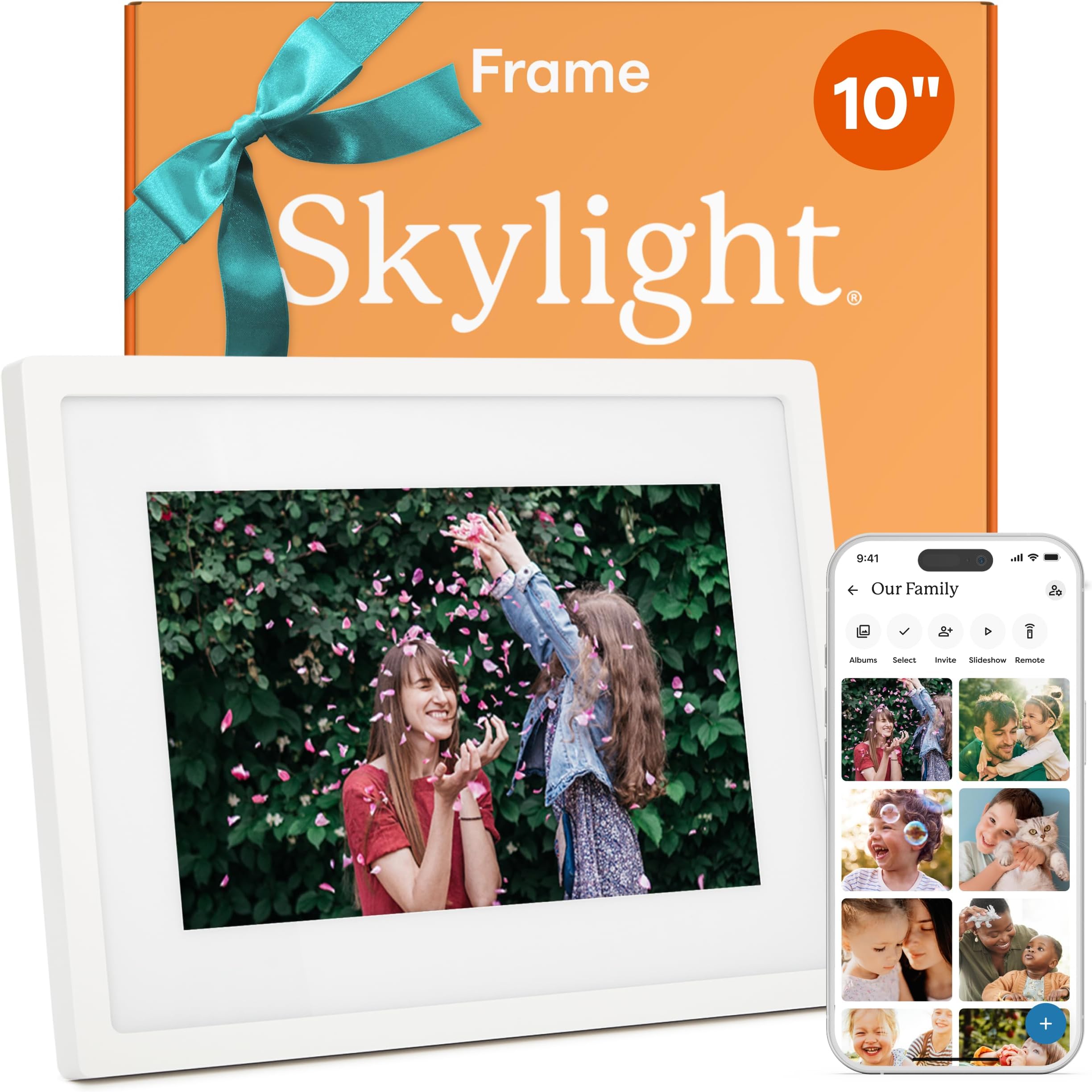 Digital Picture Frame - WiFi Enabled with Load from Phone Capability, Touch Screen Digital Photo Frame Display - Customizable Gift for Friends and Family - 10 Inch White