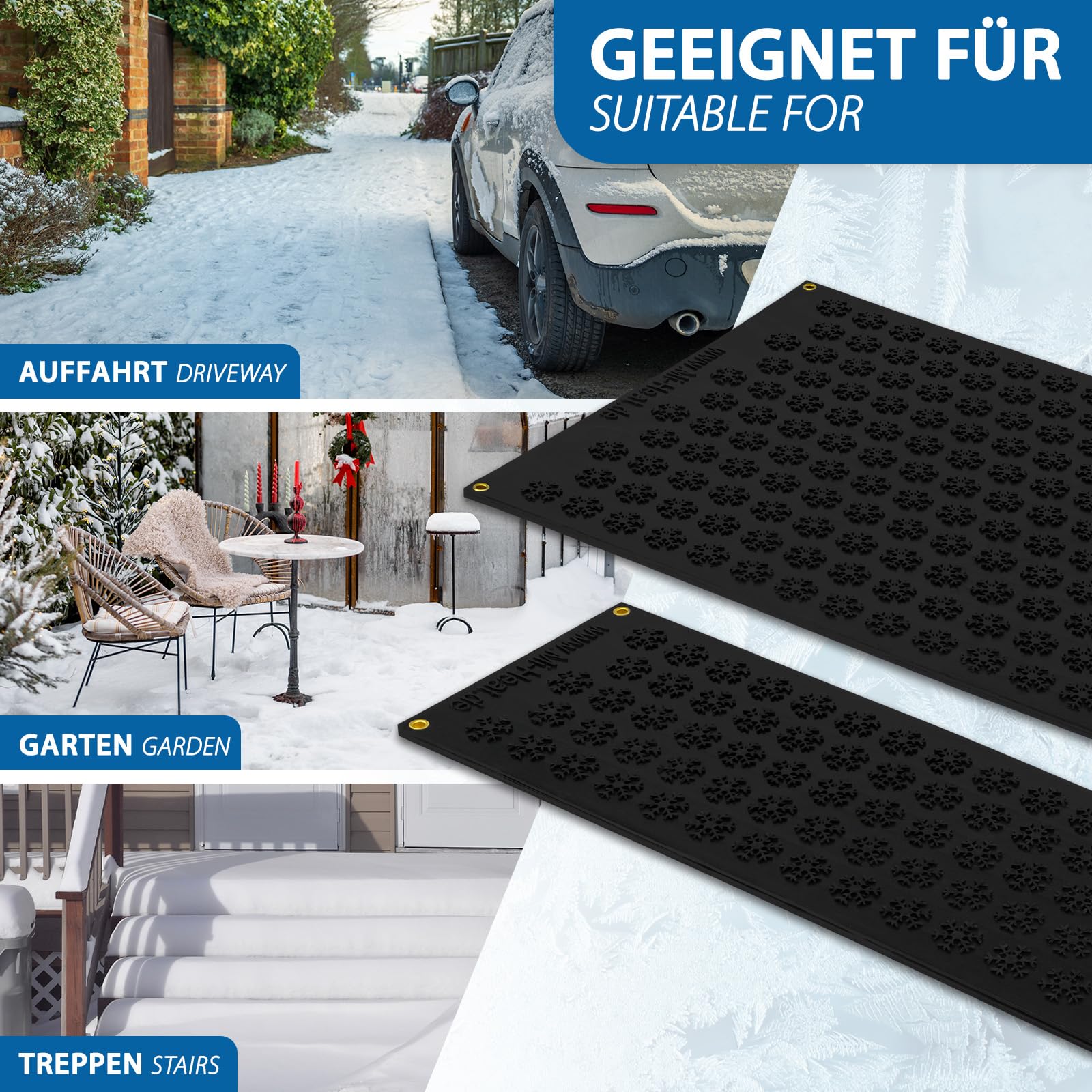 Freiflächenheizung elektrisch 25x70cm Wasserdichte Heizmatte für Gehweg Treppe