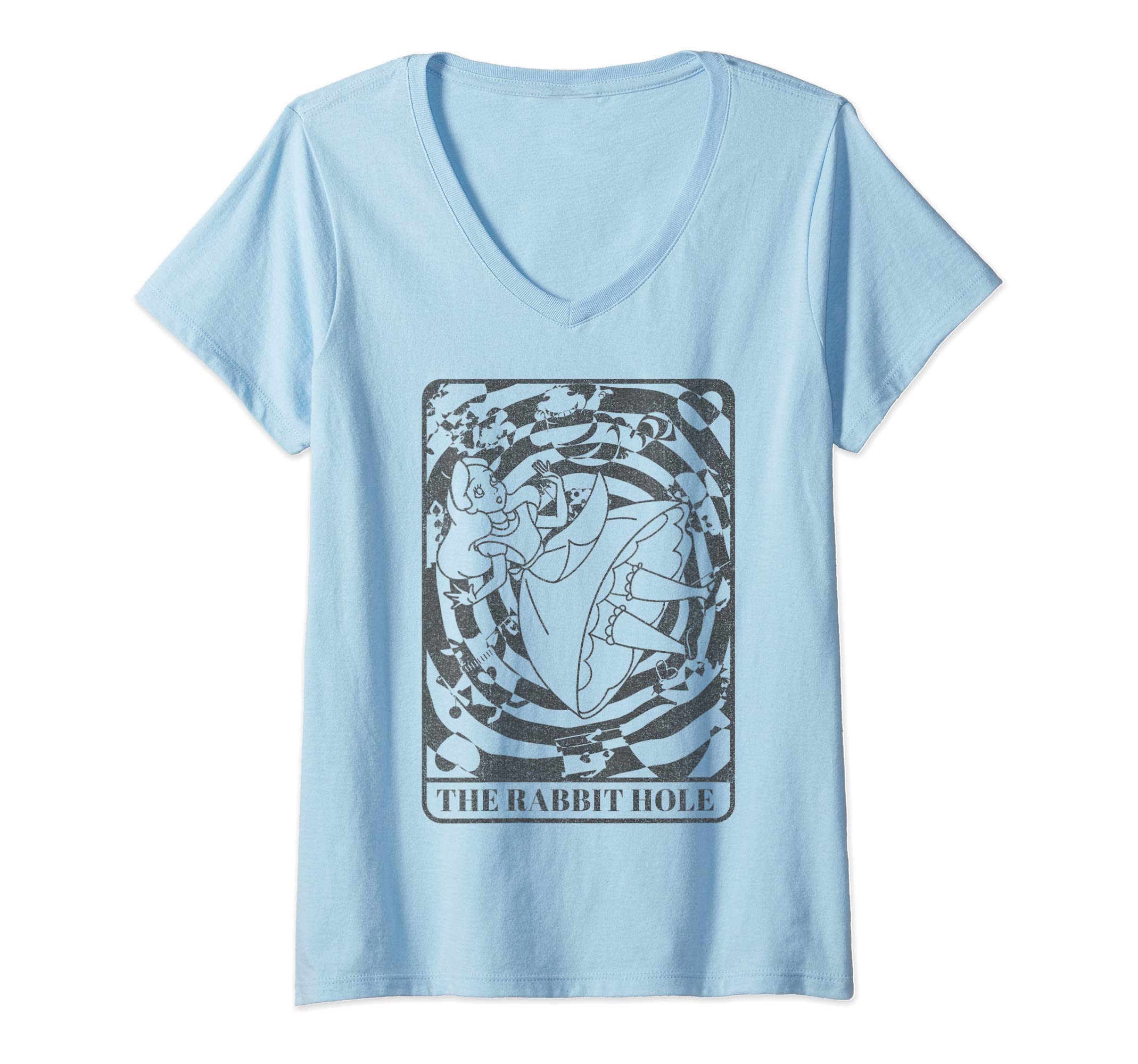 disneyWomens Disney Alice In Wonderland The Rabbit Hole Card V-Neck T-Shirt