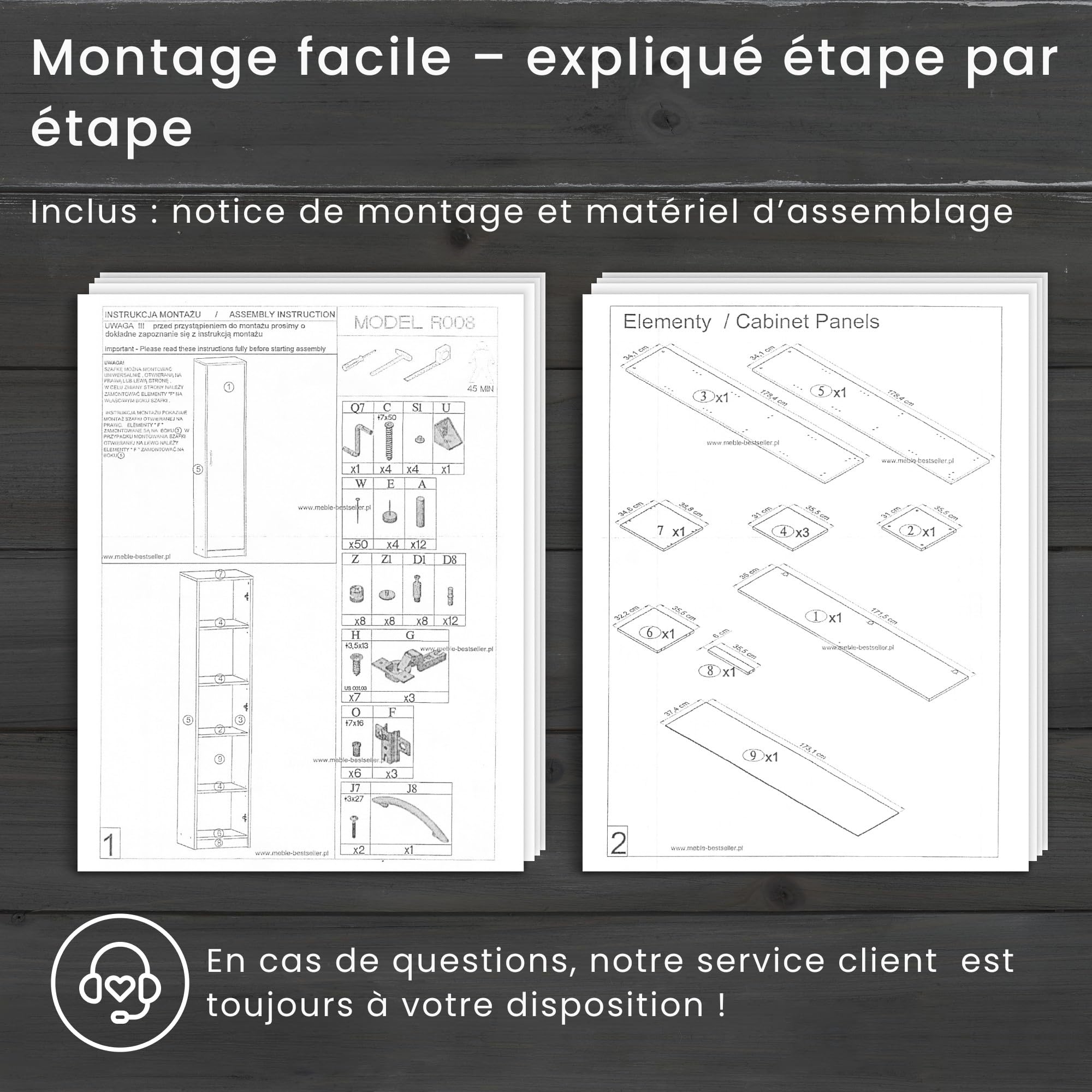 Home Collective Armoire de Rangement 5 Niveaux Finition Aspect Bois - Meuble classeur avec Porte, poignées polymère, 39 cm Largeur, Style Sonoma Blanc - Chambre, Couloir, Bureau