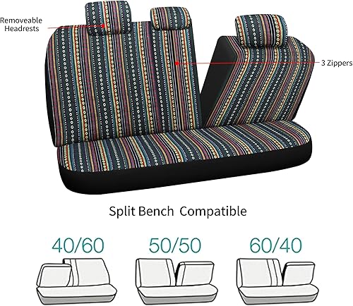 Miniatura 6 de Fundas para Asientos de Automóvil Baja Saddle Blanket Juego Completo con Almohadillas para Cinturón de Seguridad, Fundas de Asiento Lavables y