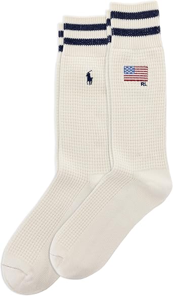 Polo Ralph Lauren Mens Embroidered Flag & Stripes Crew Sock