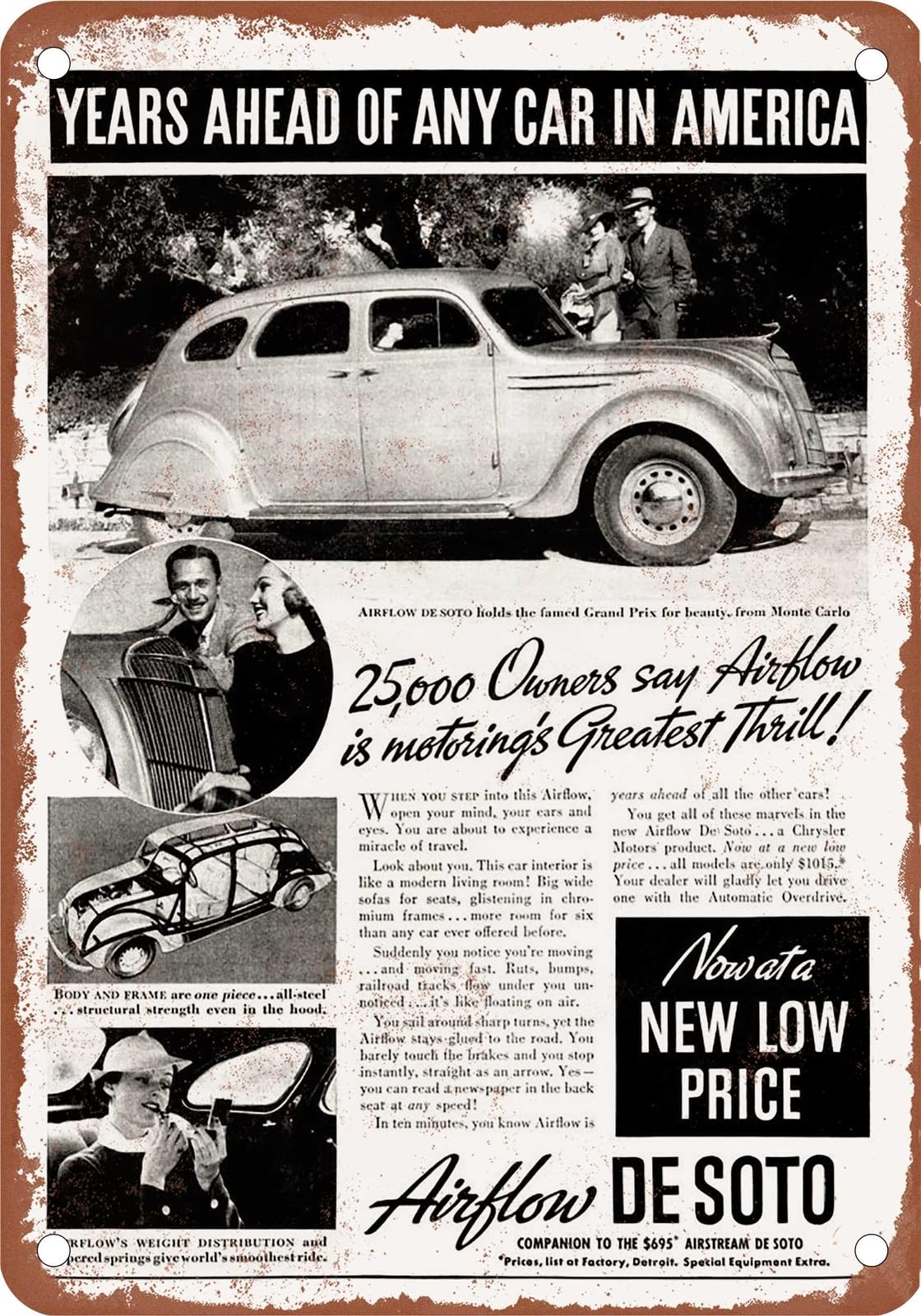 Miaomansenstore Metal Sign - 1935 Desoto Vintage Ad 10 - Old Retro Rusty Look Home Decor