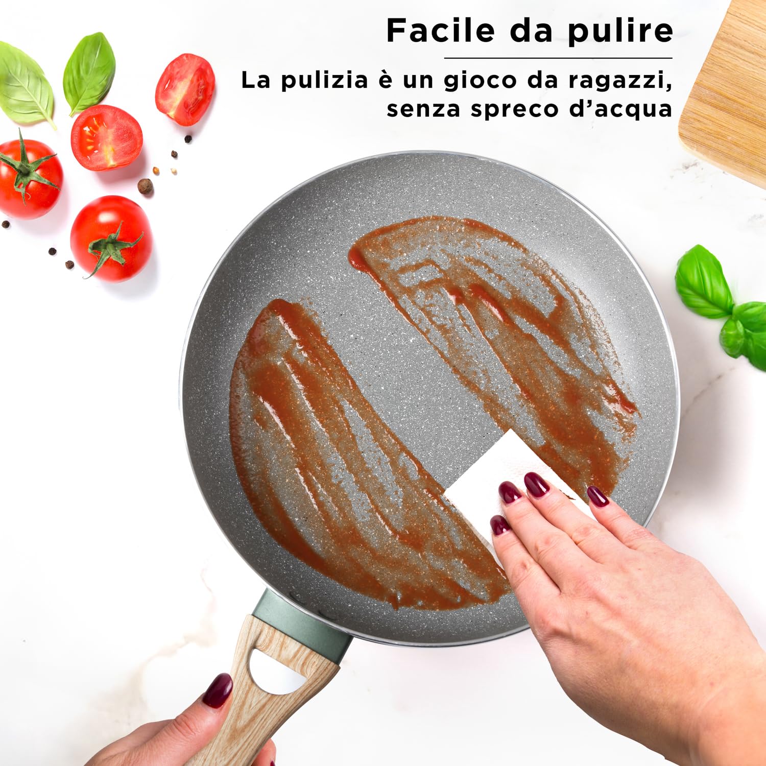 KASANOVA Zestaw garnków Cooking Therapy. Zestaw garnków indukcyjnych i patelni nieprzywierających z łopatką, kompletny zestaw kuchenny z napisem laserowym i uchwytami o efekcie drewna. (10 sztuk)