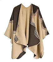 Vista 165 de Urban CoCo Poncho de colores para mujer, chal con frente abierto, color en bloques