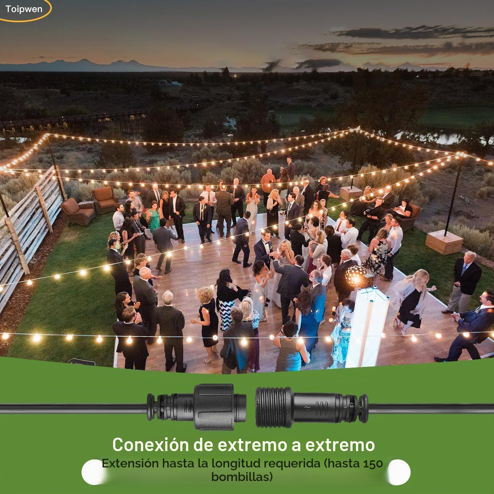 Guirnalda Luces Exterior Regulables Jardin 45.7M | con Control Remoto, 75+2 LED Bombillas, IP45 Impermeable, Baja Tensión 24V, Blanco Cálido para Patio, Balcón, Camping